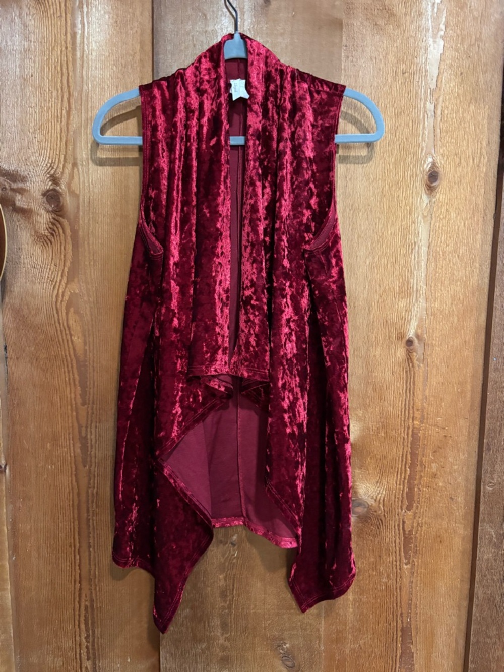 Lilypad Burgundy Crushed Velvet Open Front Sleeveless Vest Whimsigoth L